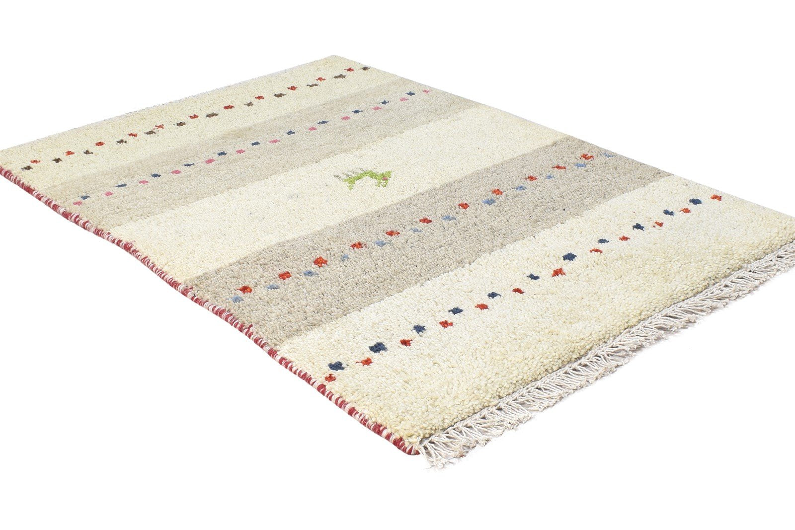 Cream Wool Rug 2' X 3' Tribal Hand Knotted Gabbeh Southwestern Small Carpet 