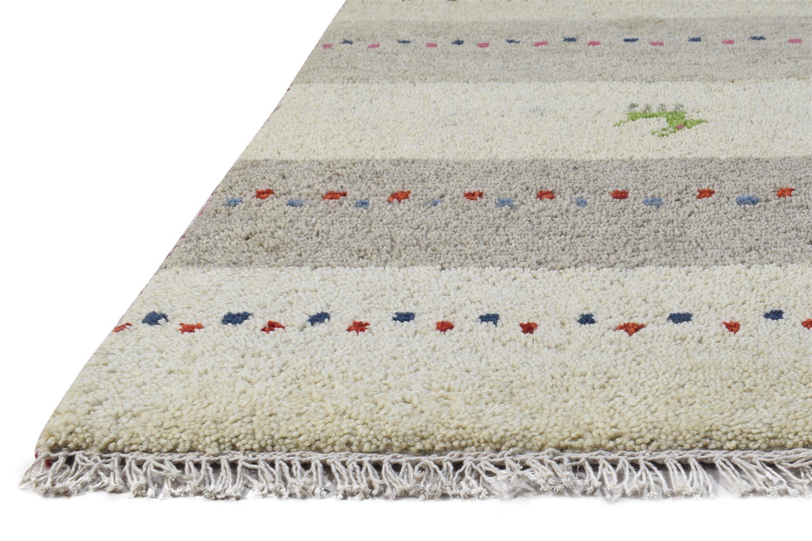 Cream Wool Rug 2' X 3' Tribal Hand Knotted Gabbeh Southwestern Small Carpet 