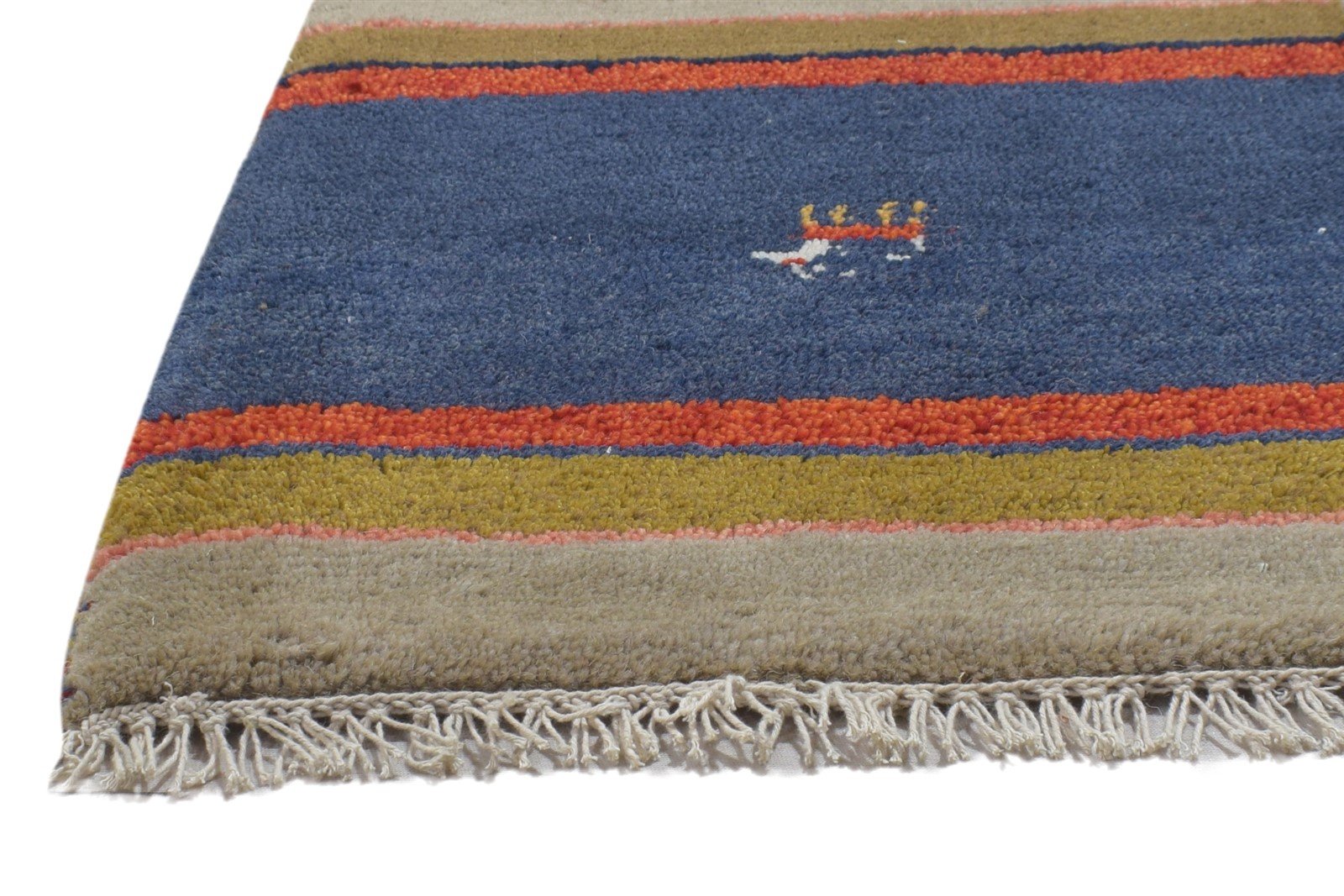 Hand Knotted Blue Wool Rug 2' X 2' Persian Gabbeh Southwestern Small Carpet 