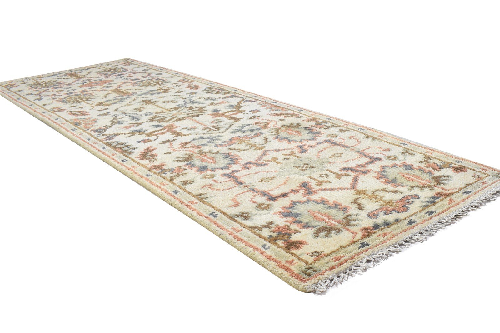 3' X 8' Rug Wool Cream Persian Hand Knotted Oushak Oriental Small Runner 