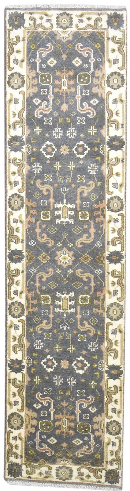 Dark Grey Wool Rug 2'6 X 10' Persian Hand Knotted Oushak Oriental Small Runner 