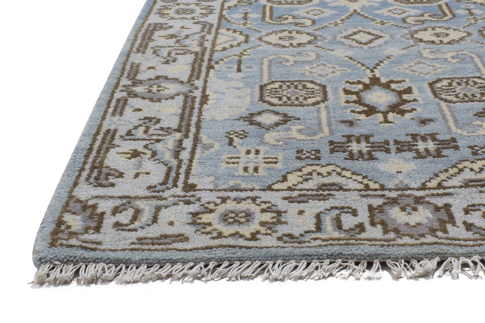 Hand Knotted Blue Wool Rug 2'6 X 8' Persian Oushak Oriental Small Runner 