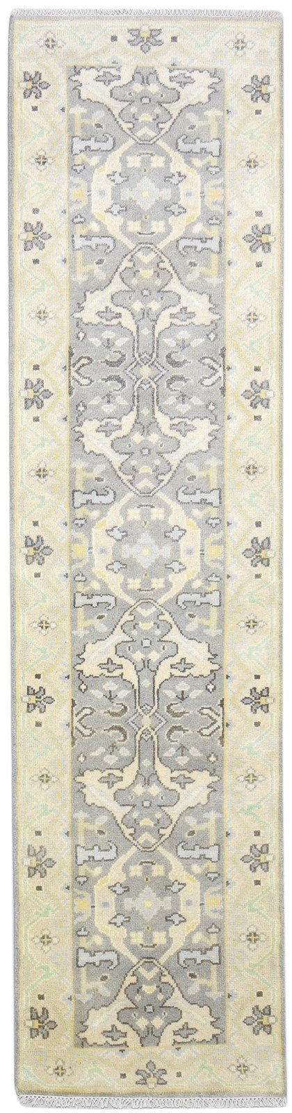 Hand Knotted Grey Wool Rug 2'6 X 10' Persian Oushak Oriental Small Runner 