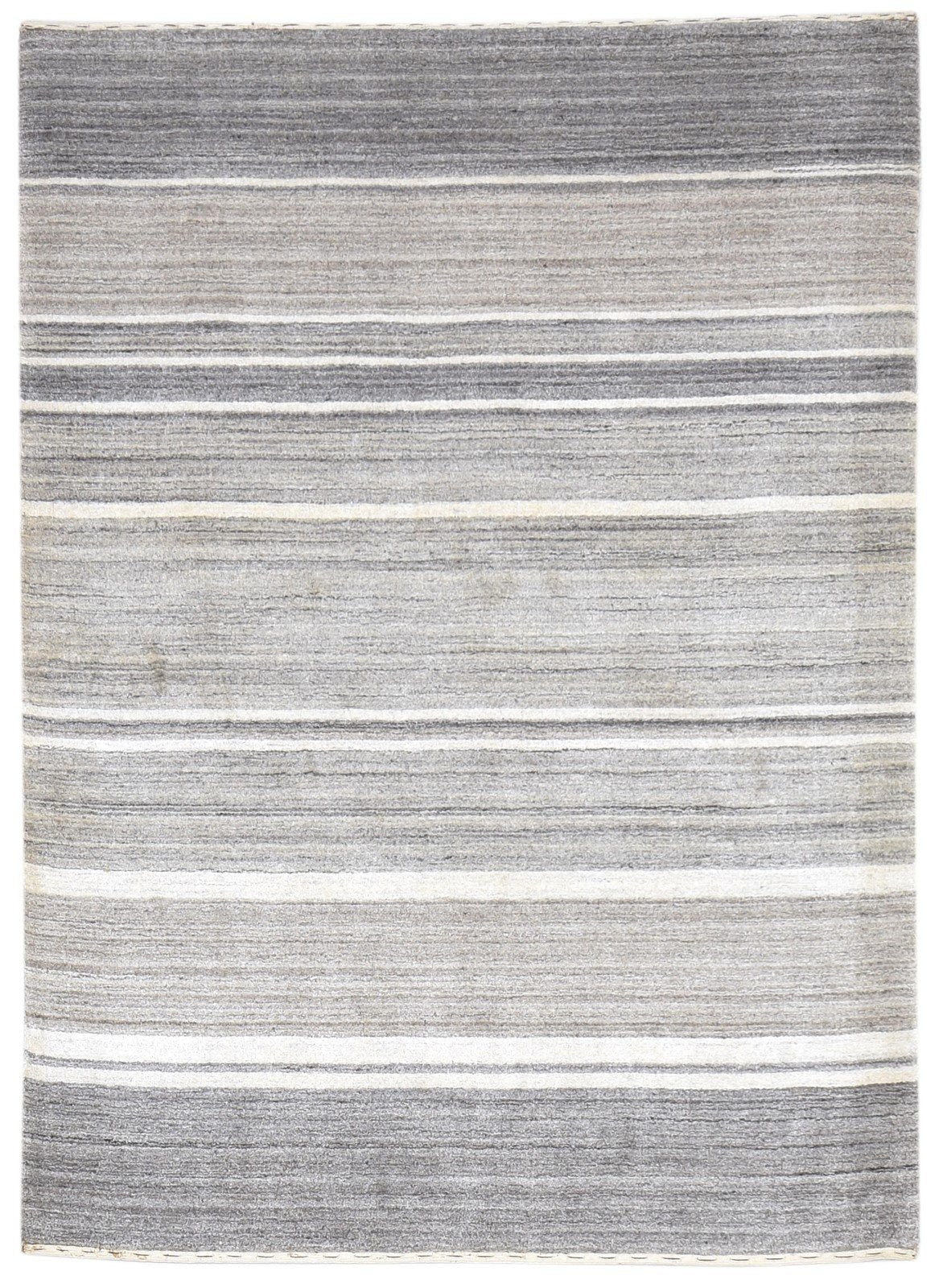 Wool Silk Grey Rug 4' X 6' Modern Handloom Scandinavian Tribal Room Size Carpet 