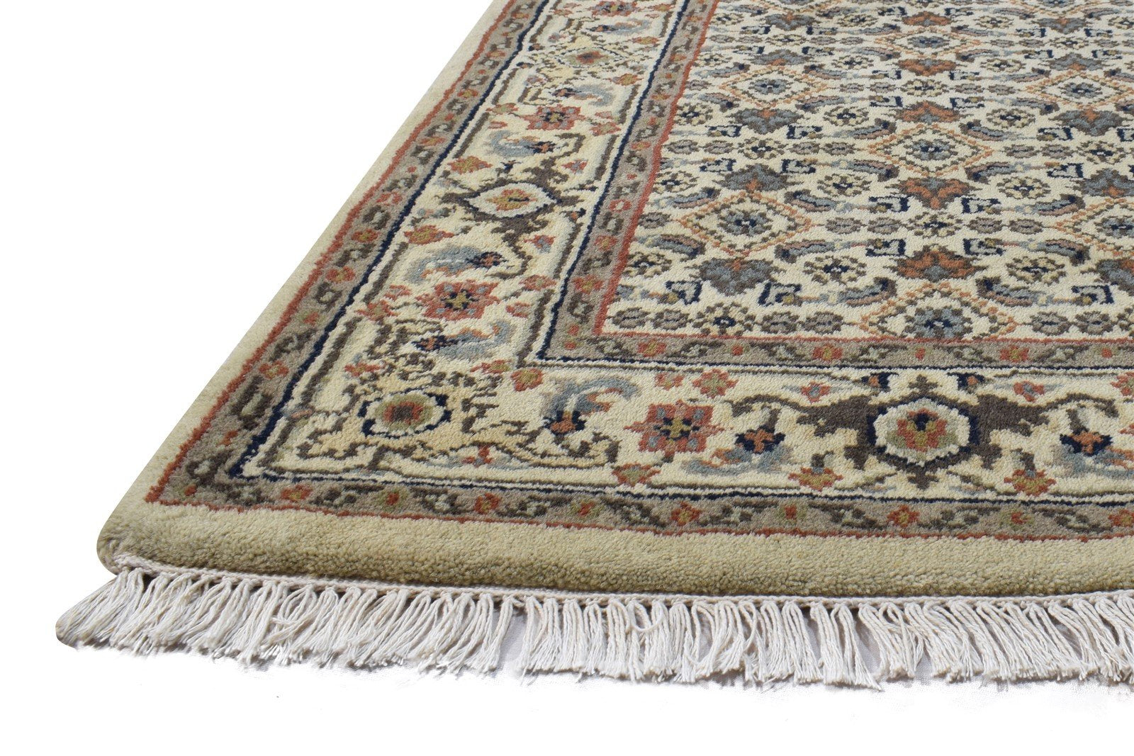 Wool Beige Rug 4' X 6' Persian Hand Knotted Kashan Oriental Room Size Carpet 