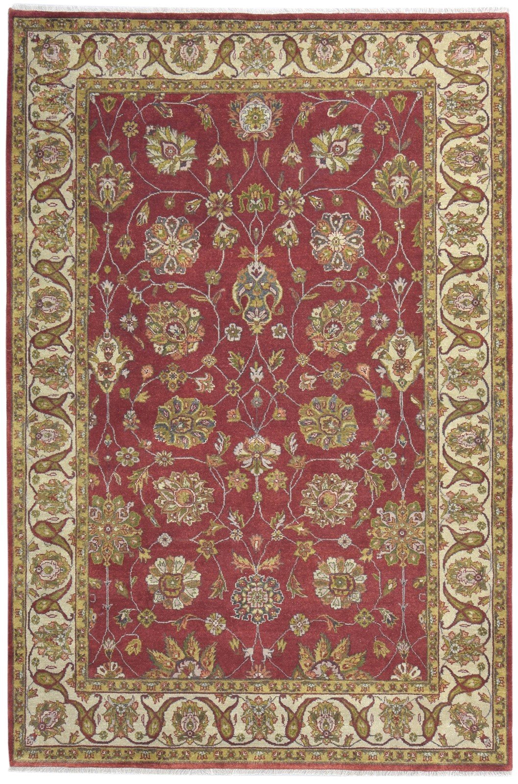 Hand Knotted Red Wool Rug 6' X 9' Persian Kashan Oriental Large Carpet 