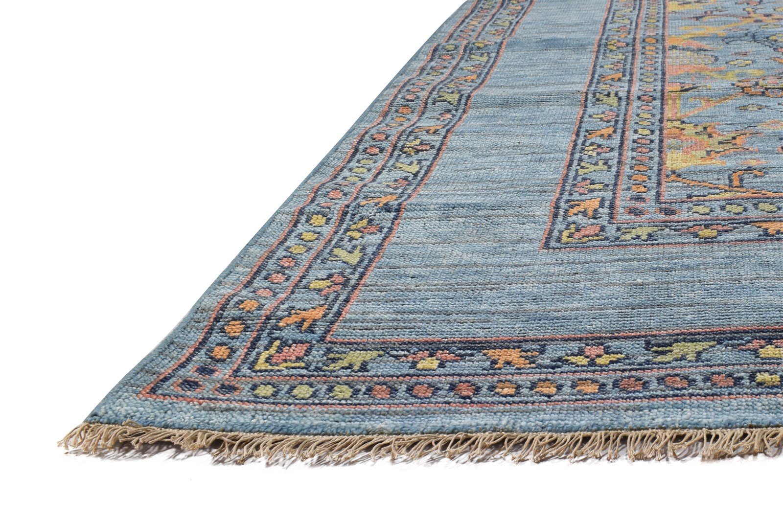 Wool Blue Rug 8' X 10' Persian Hand Knotted Oushak Oriental Large Carpet 