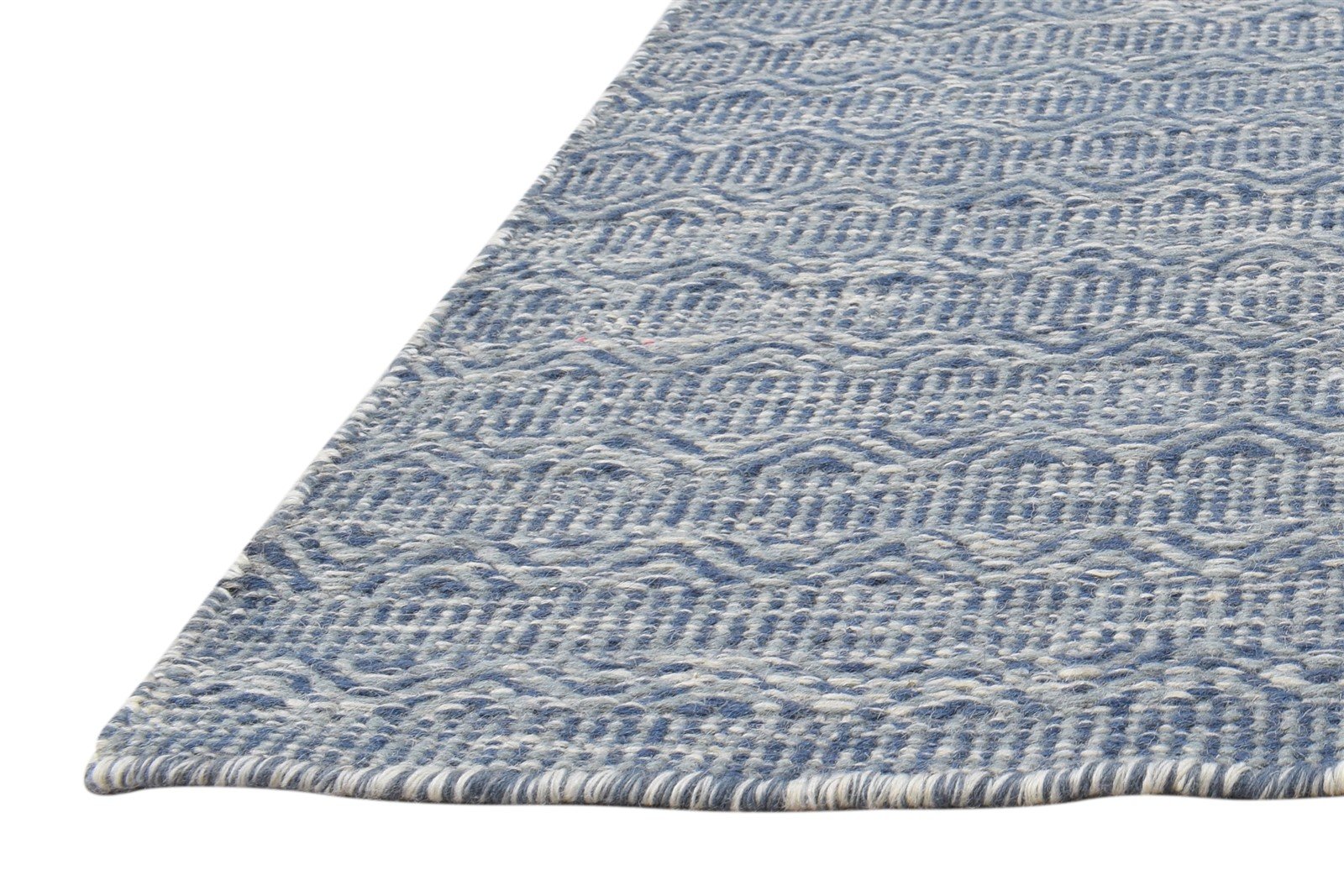 2' X 3' Rug Wool Blue Modern Dhurrie Scandinavian Nordic Small Carpet 