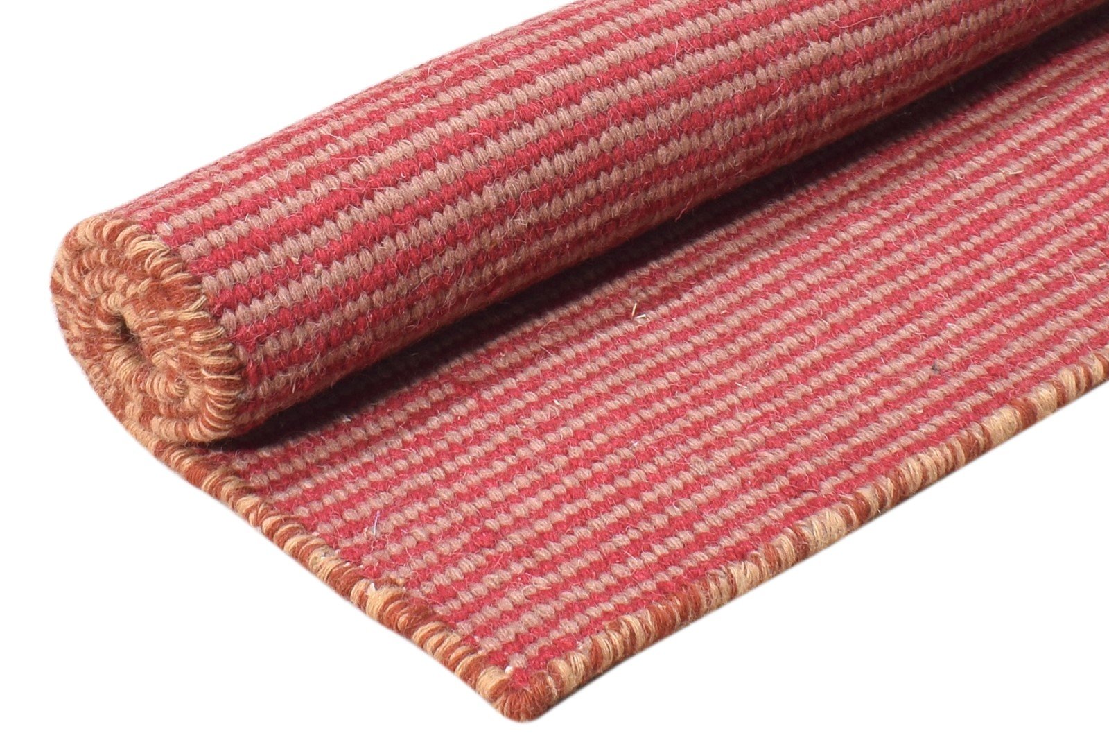 Red Wool Rug 2' X 3' Modern Dhurrie Bohemian Striped Small Carpet 