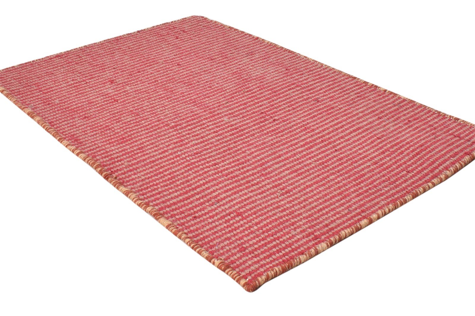 Red Wool Rug 2' X 3' Modern Dhurrie Bohemian Striped Small Carpet 