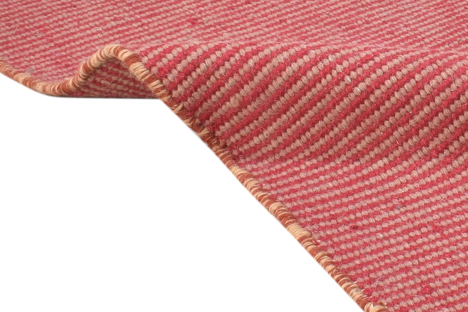 Red Wool Rug 2' X 3' Modern Dhurrie Bohemian Striped Small Carpet 