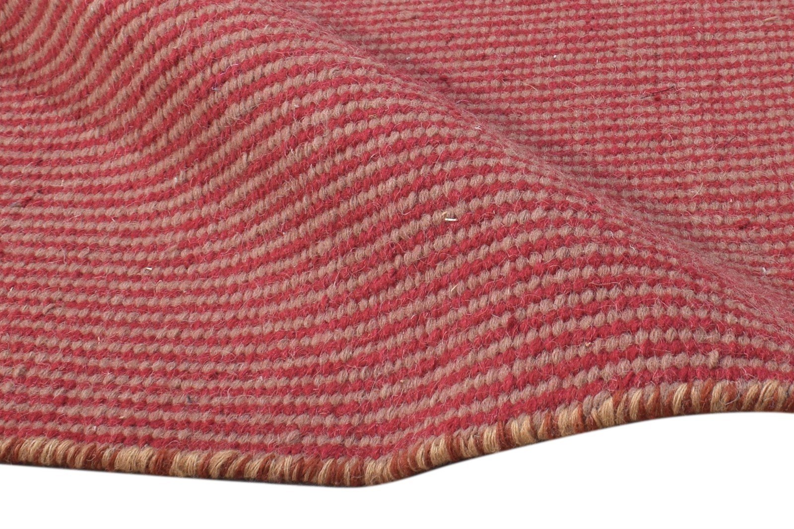 Red Wool Rug 2' X 3' Modern Dhurrie Bohemian Striped Small Carpet 