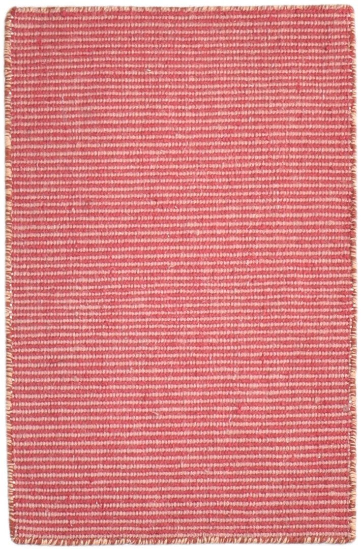 Red Wool Rug 2' X 3' Modern Dhurrie Bohemian Striped Small Carpet 