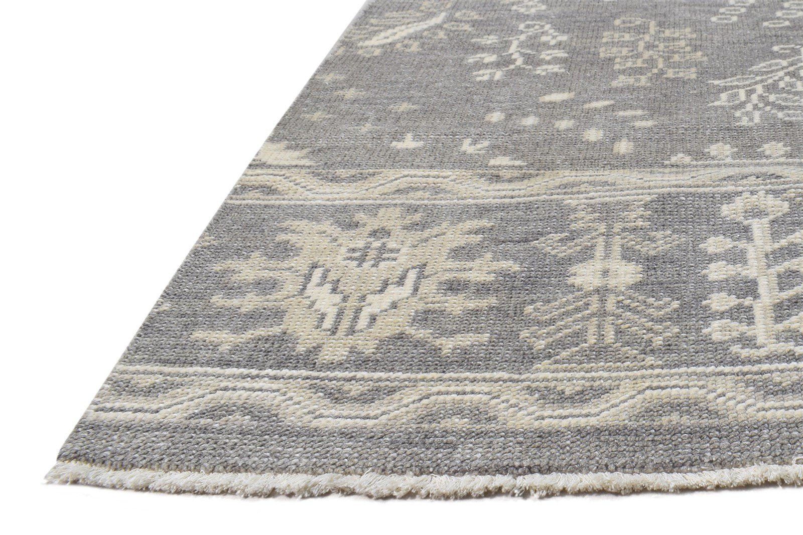 Wool Silk Light Grey Rug 2X3 Persian Hand Knotted Sarouk-Indian Oriental Small 