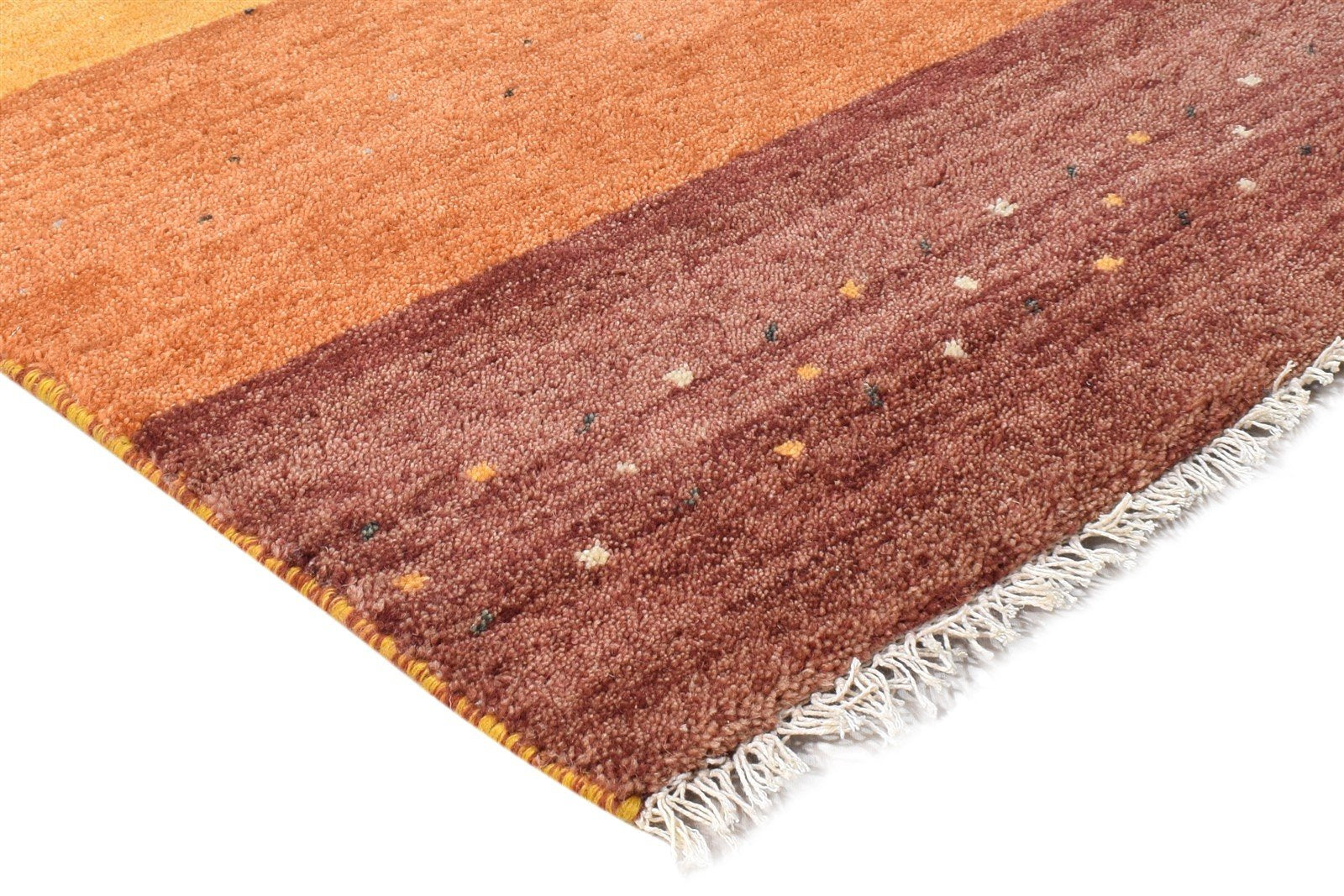 Wool Rust Rug 3' X 7' Southwestern Hand Knotted Gabbeh Striped Small Runner 