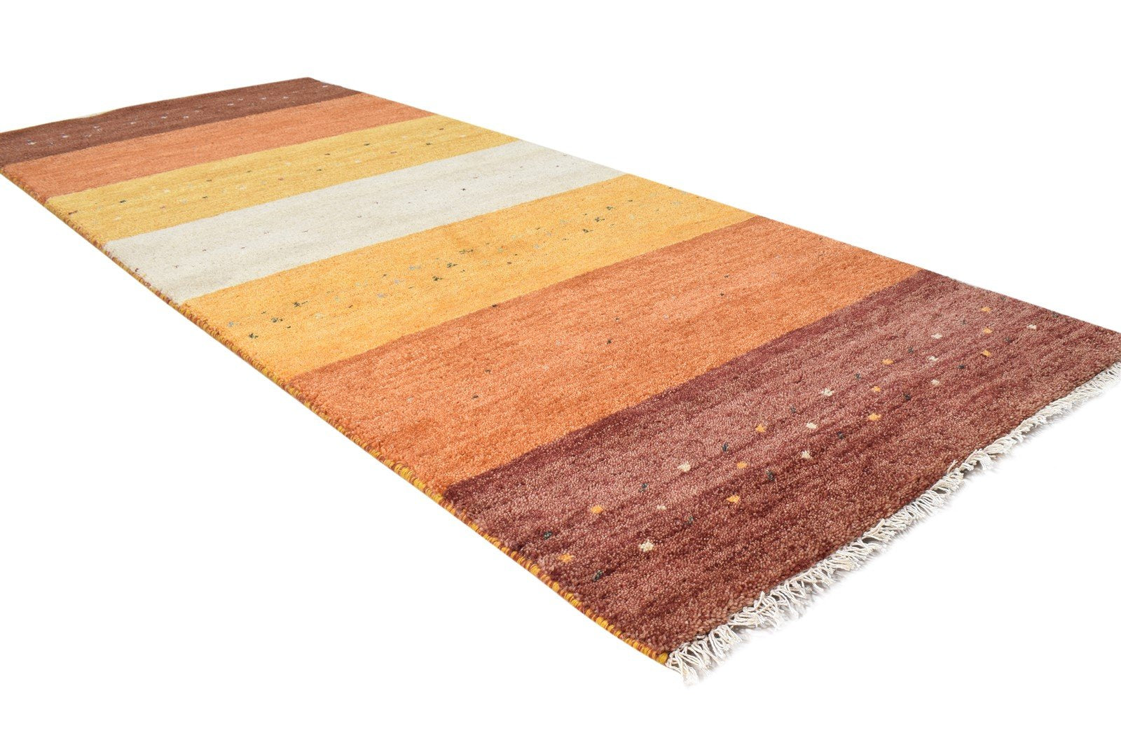 Wool Rust Rug 3' X 7' Southwestern Hand Knotted Gabbeh Striped Small Runner 