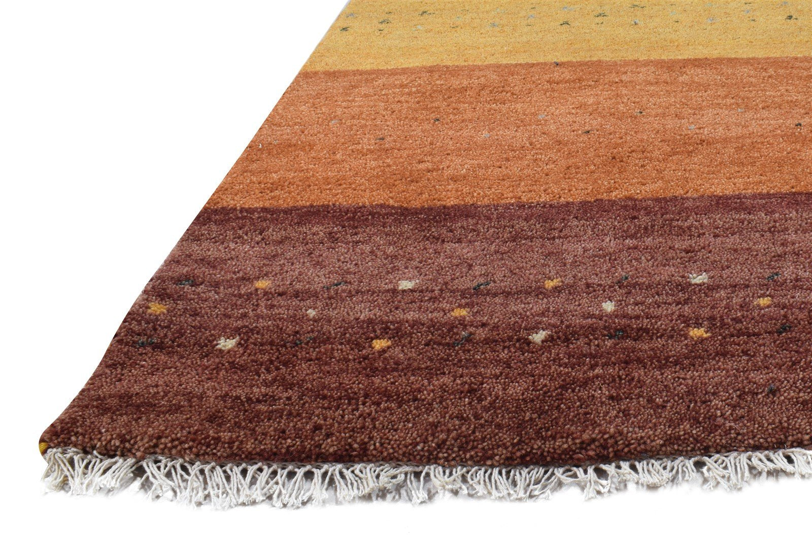 Wool Rust Rug 3' X 7' Southwestern Hand Knotted Gabbeh Striped Small Runner 