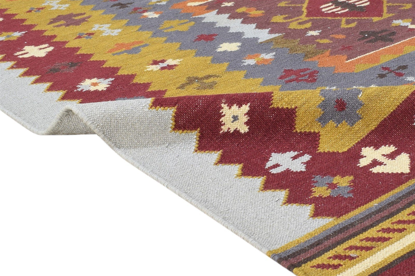 5' X 8' Rug Wool Red Southwestern Dhurrie American Tribal Room Size Carpet 