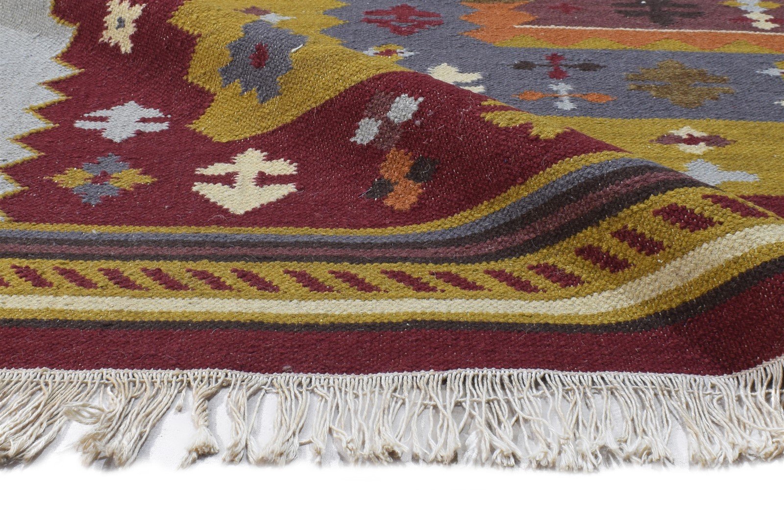 5' X 8' Rug Wool Red Southwestern Dhurrie American Tribal Room Size Carpet 