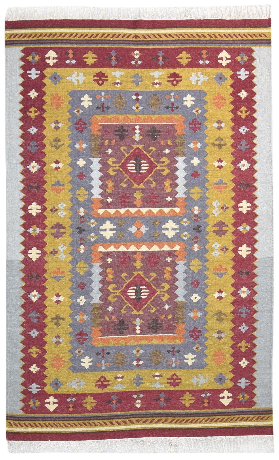 5' X 8' Rug Wool Red Southwestern Dhurrie American Tribal Room Size Carpet 