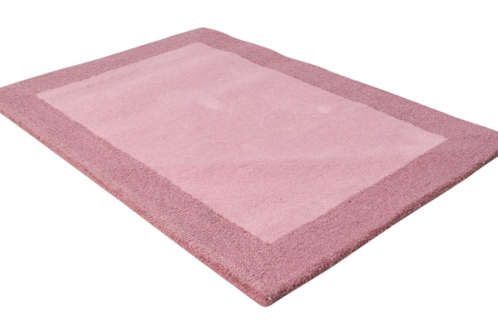 Pink Wool Rug 2' X 3' Modern Hand Tufted Scandinavian Bordered Small Carpet 