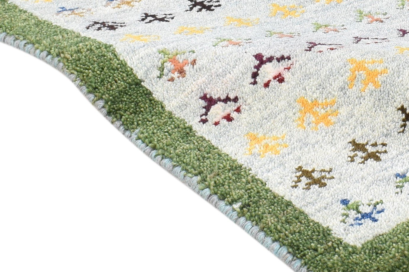 Grey Wool Rug 1' X 2' Modern Hand Knotted French Floral Small Carpet 