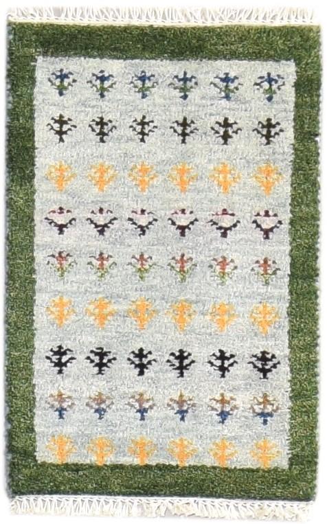 Grey Wool Rug 1' X 2' Modern Hand Knotted French Floral Small Carpet 