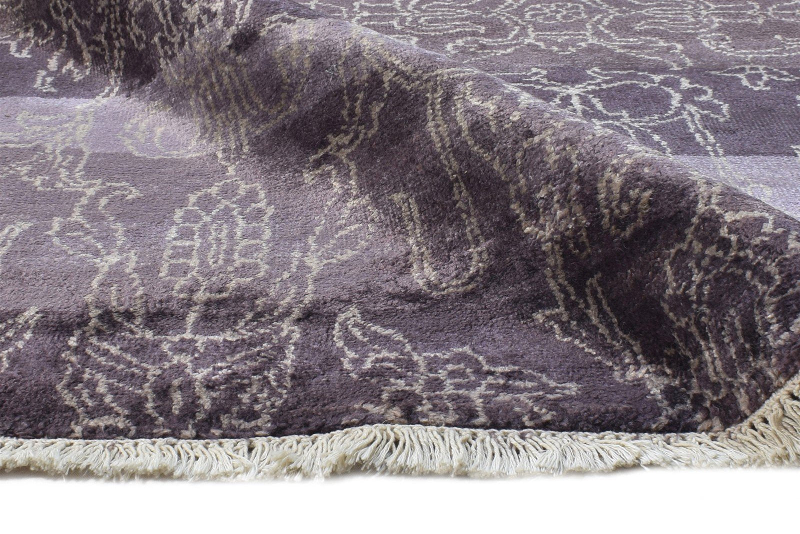 Purple Rayon From Bamboo Rug 6X9 Modern Hand Knotted American Abstract Room Size 