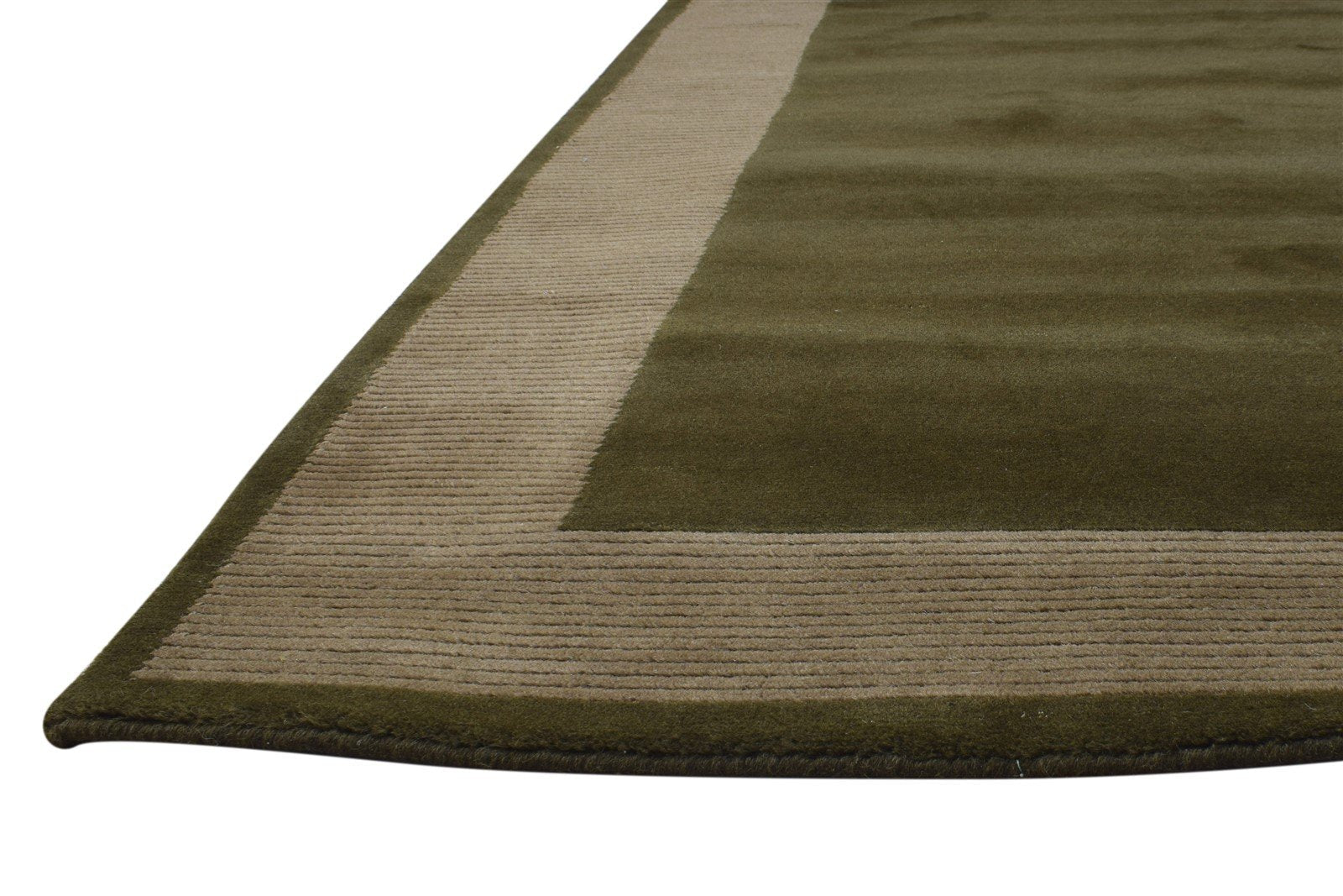 Hand Knotted Green Wool / Silk Rug 4X6 Modern Scandinavian Bordered Room Size 