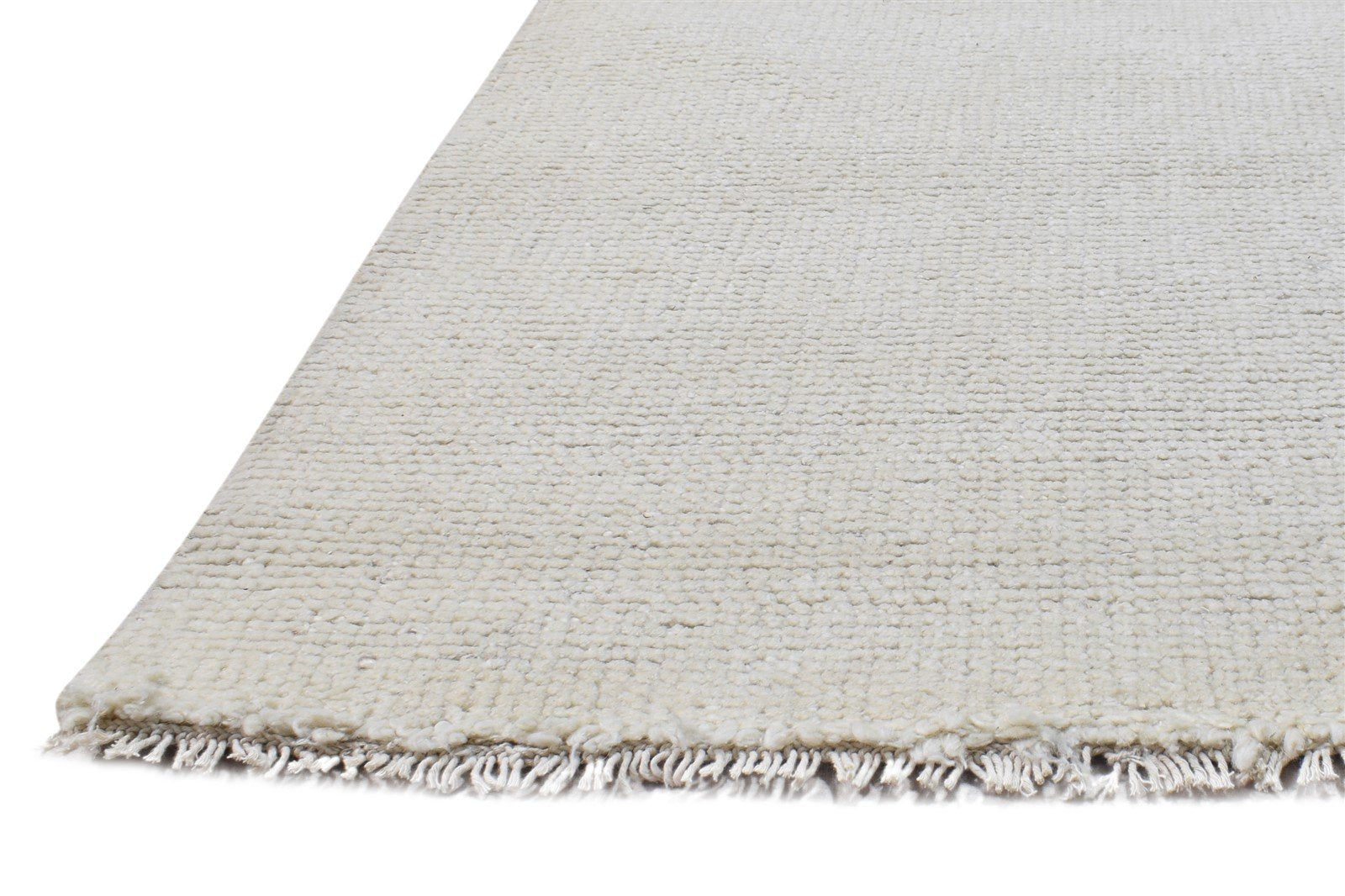 Wool Off-White Rug 6' X 9' Modern Hand Knotted Scandinavian Solid Large Carpet 