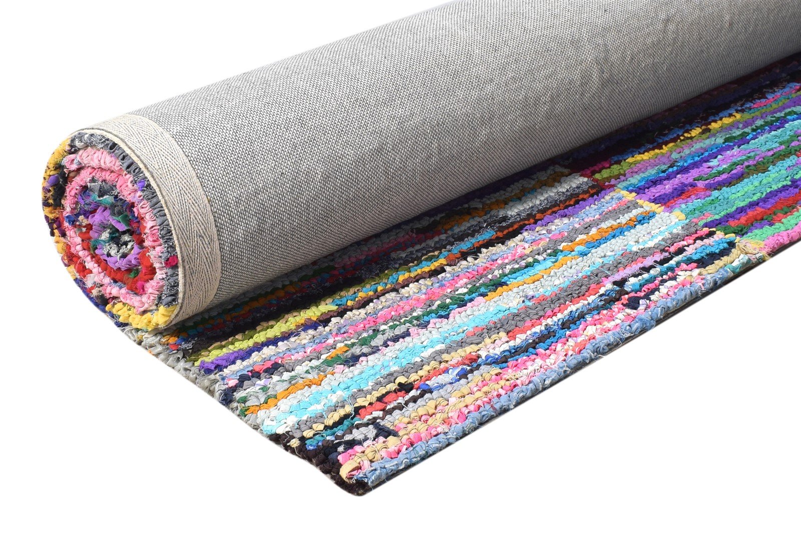 Hand Tufted Colorful Cotton Polyester Rug 5X8 Modern Bohemian Striped Room Size 