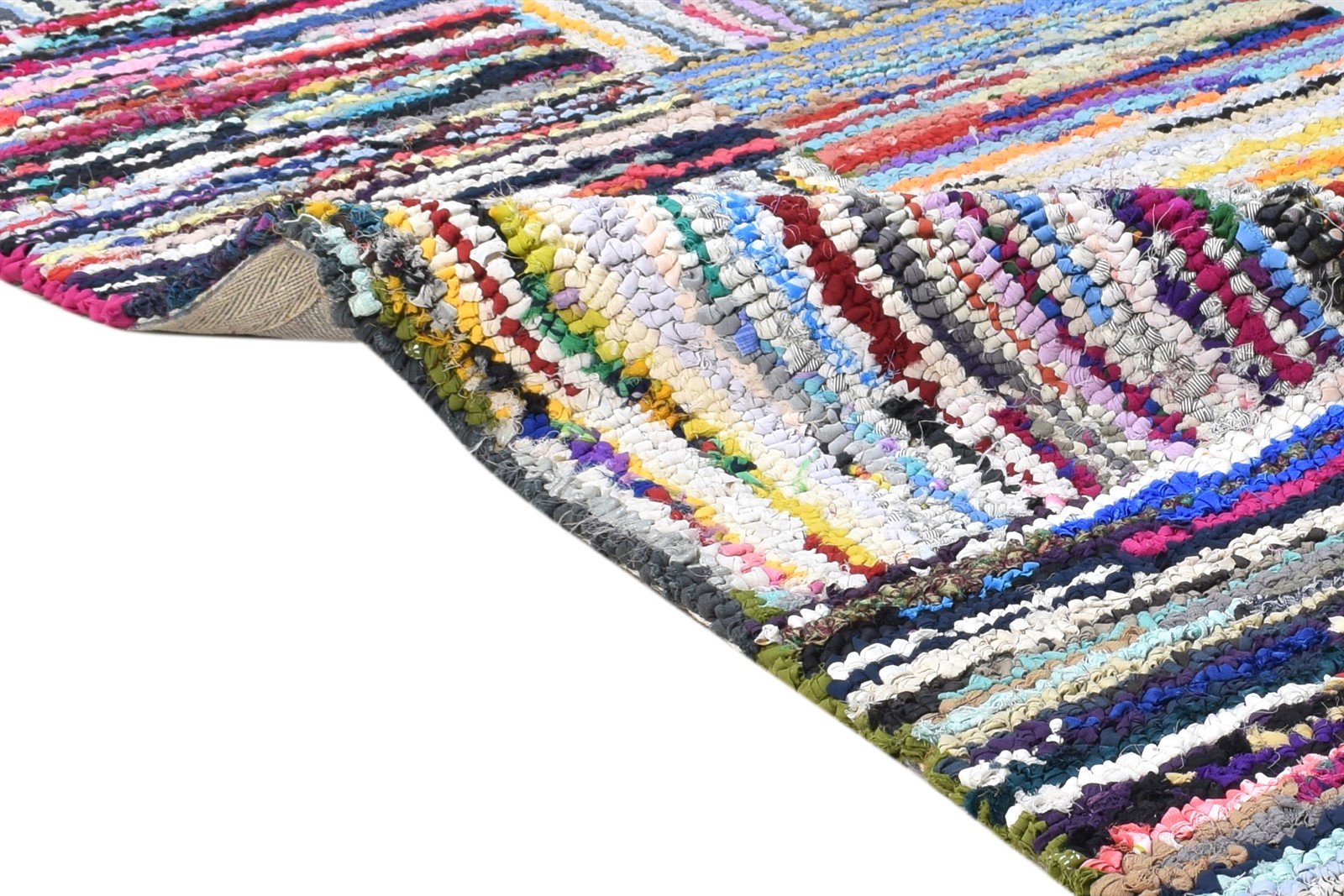 Hand Tufted Colorful Cotton Polyester Rug 2'6"x8 Modern Bohemian Geometric Small 