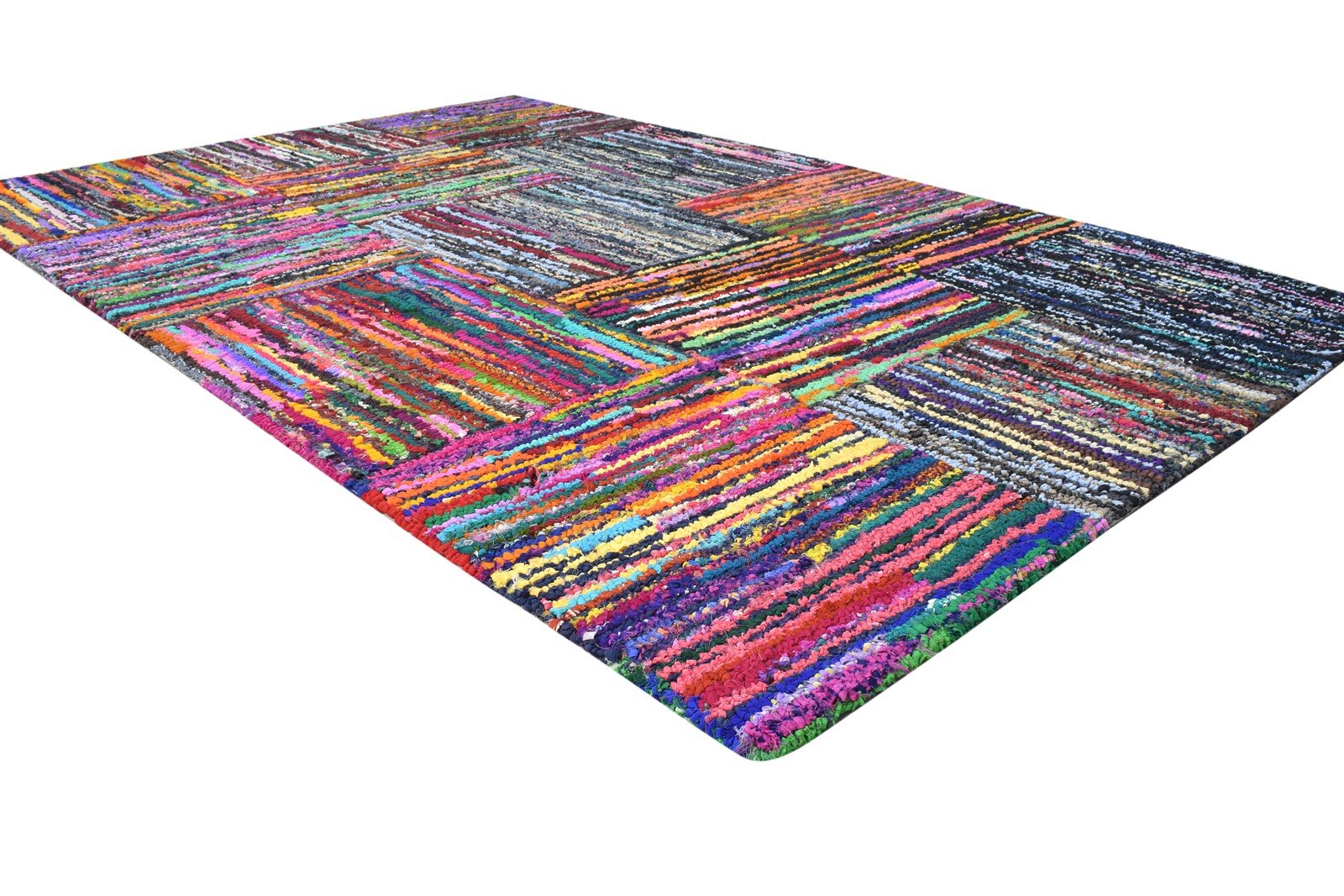 Hand Tufted Colorful Cotton Polyester Rug 5X8 Modern Bohemian Geometric Room Size 