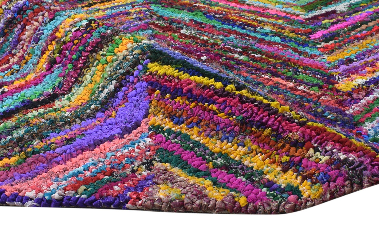 Colorful Cotton Polyester Rug 4X6 Modern Hand Tufted Bohemian Chevron Room Size 