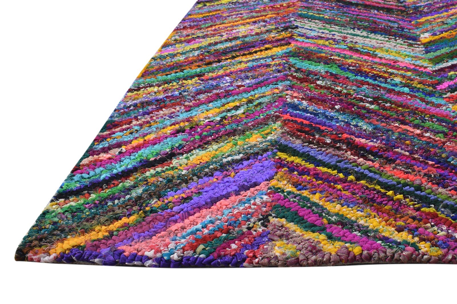 Colorful Cotton Polyester Rug 4X6 Modern Hand Tufted Bohemian Chevron Room Size 