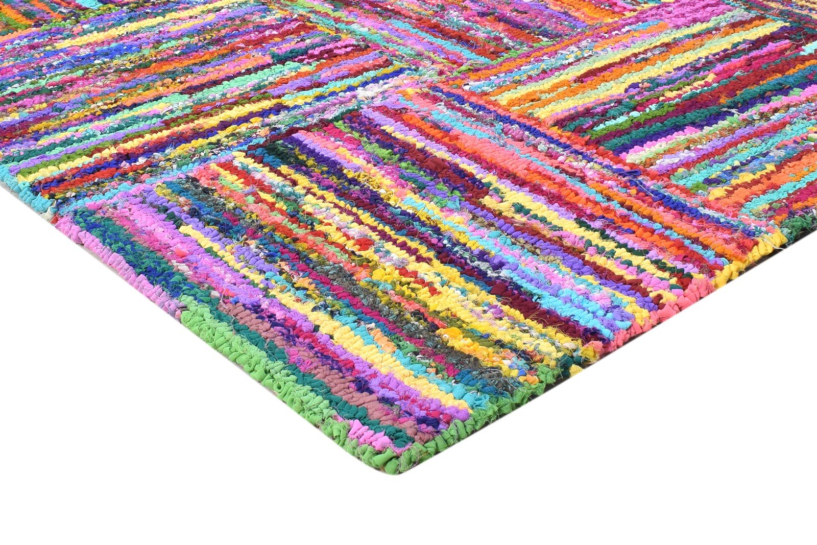 Hand Tufted Colorful Cotton Polyester Rug 5X8 Modern Bohemian Geometric Room Size 