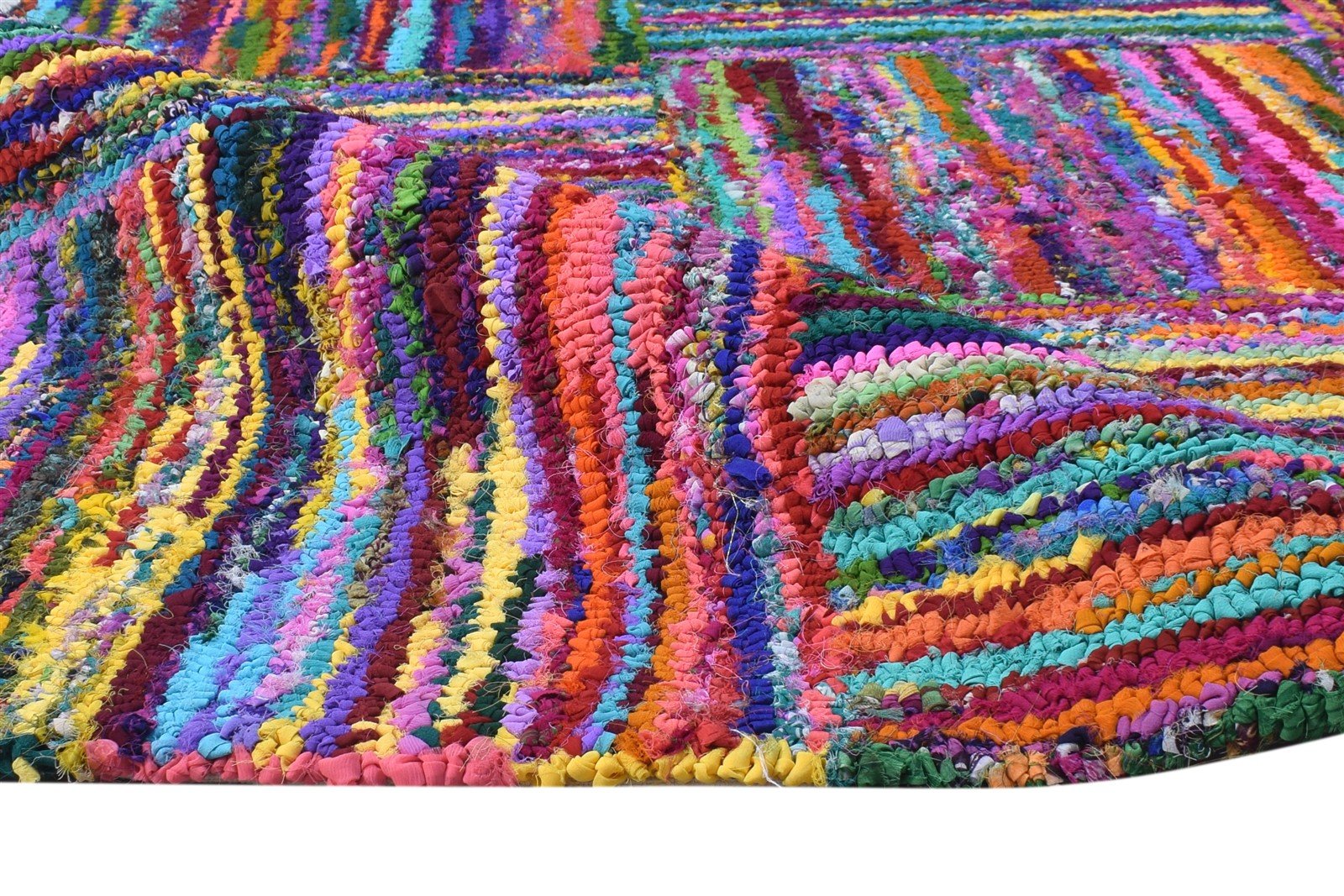 Hand Tufted Colorful Cotton Polyester Rug 5X8 Modern Bohemian Geometric Room Size 