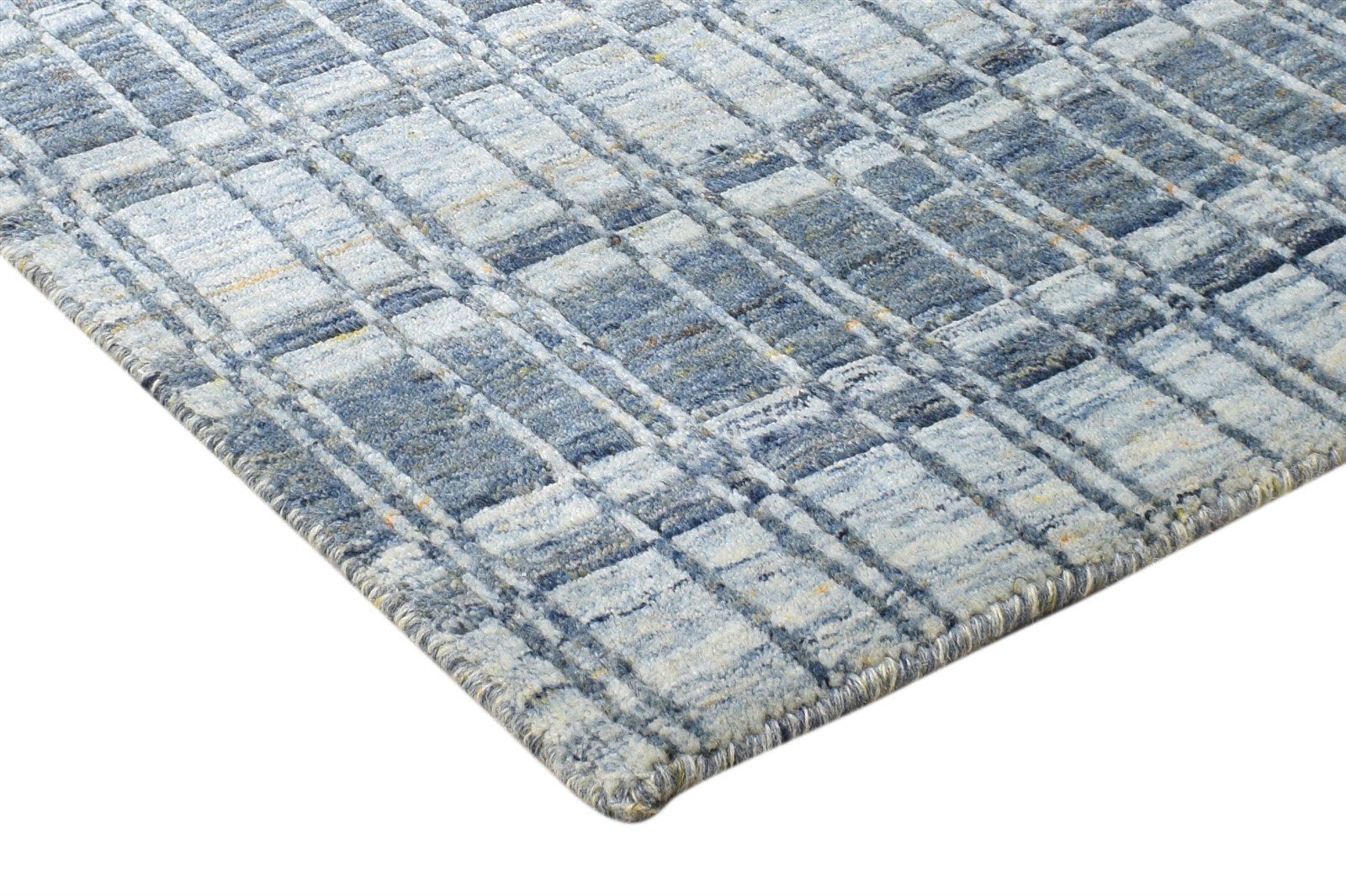 Blue Wool Rug 2' X 3' Modern Handloom Moroccan Modern Small Carpet 