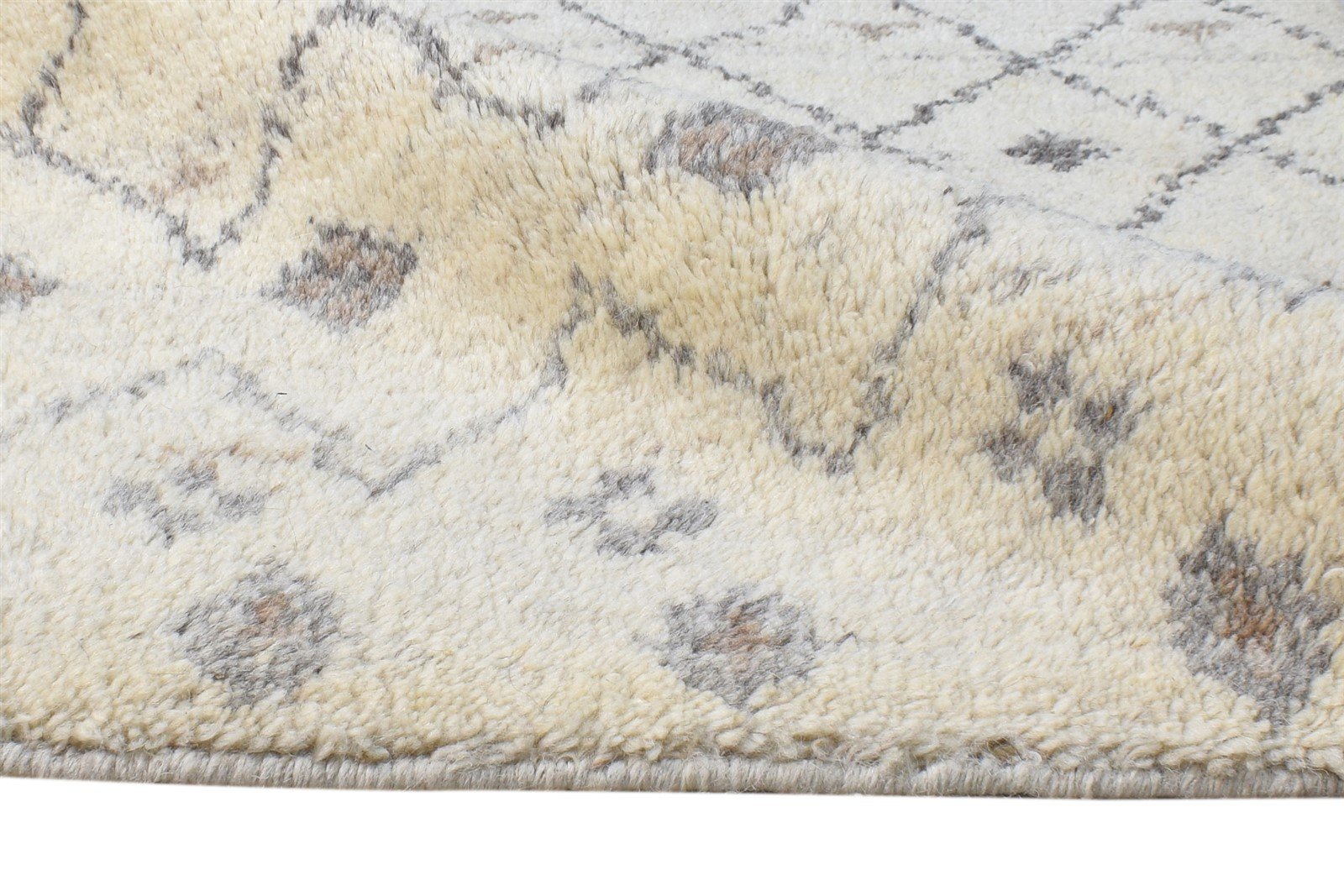 Wool Cream Rug 2' X 3' Modern Hand Knotted Moroccan Modern Small Carpet 