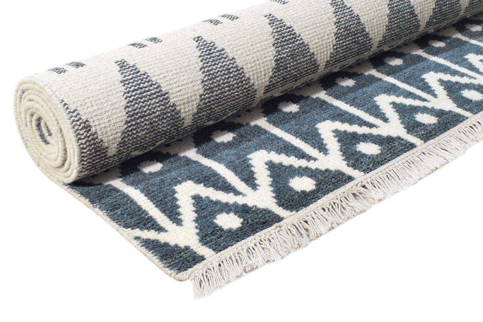 Hand Knotted Charcoal Wool Rug 6X9 Modern Scandinavian Nordic Room Size Carpet 