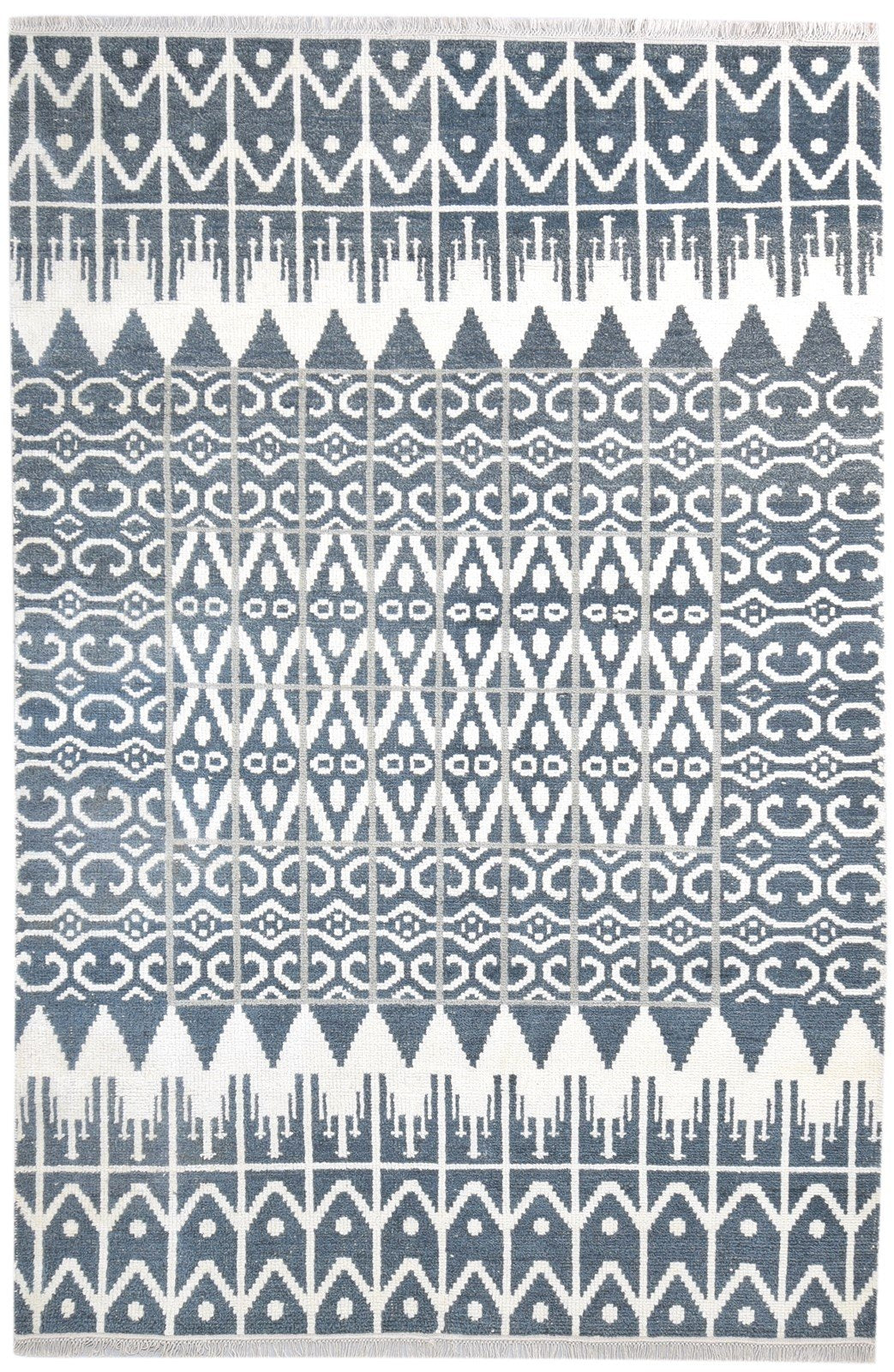 Hand Knotted Charcoal Wool Rug 6X9 Modern Scandinavian Nordic Room Size Carpet 