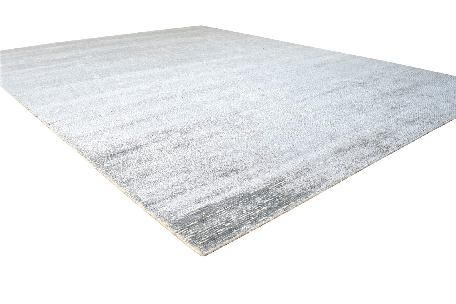 8X10 Rug Wool / Silk Grey Modern Hand Knotted Scandinavian Solid Large Carpet 