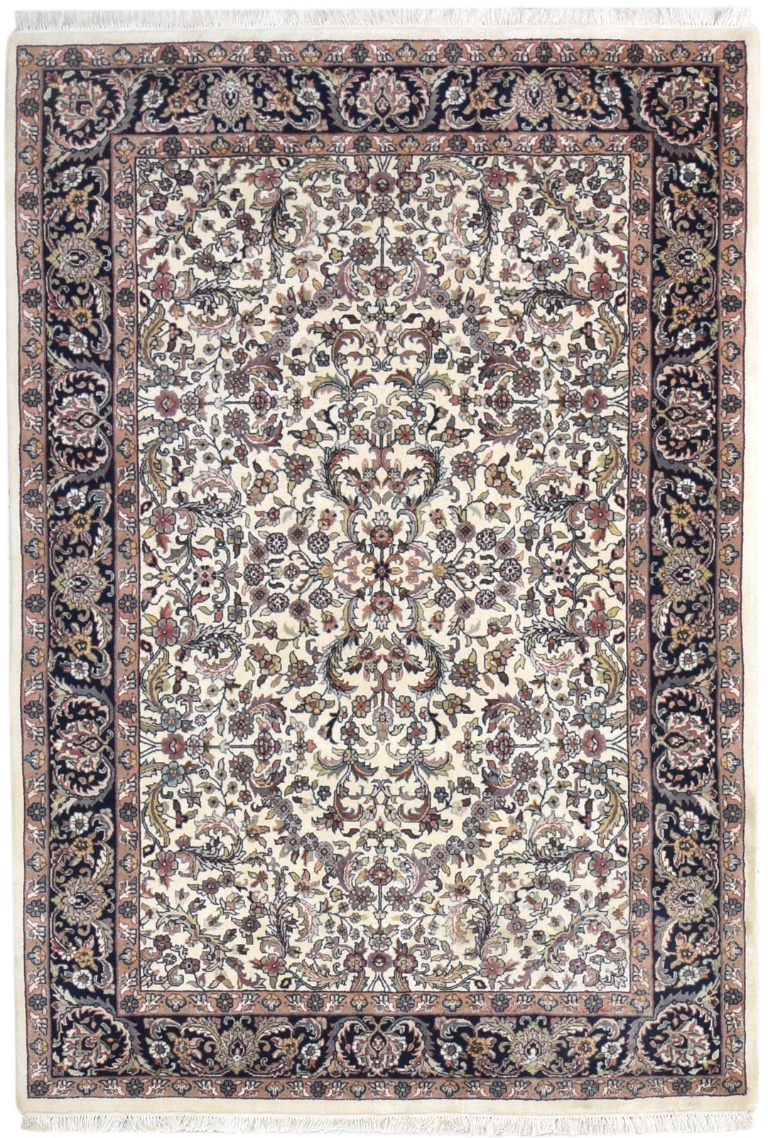 Wool Cream Rug 5' X 7' Persian Hand Knotted Kashan Oriental Room Size Carpet 