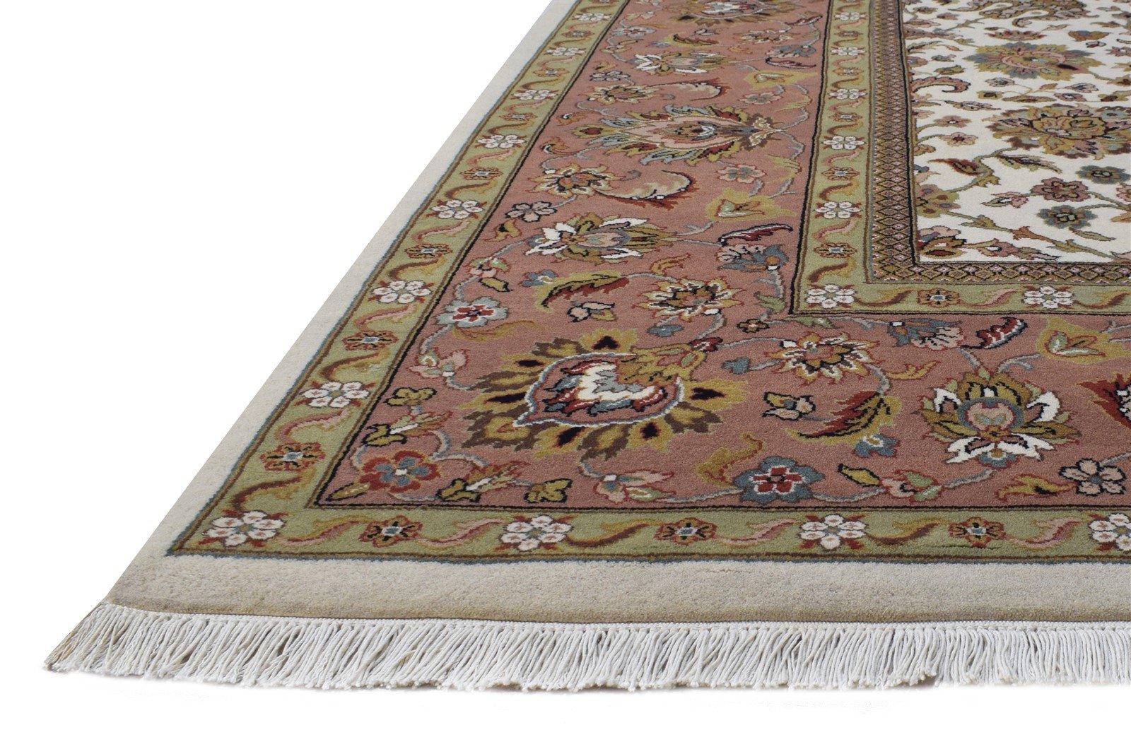 Hand Knotted Cream Wool Rug 8' X 10' Persian Kashan Oriental Large Carpet 