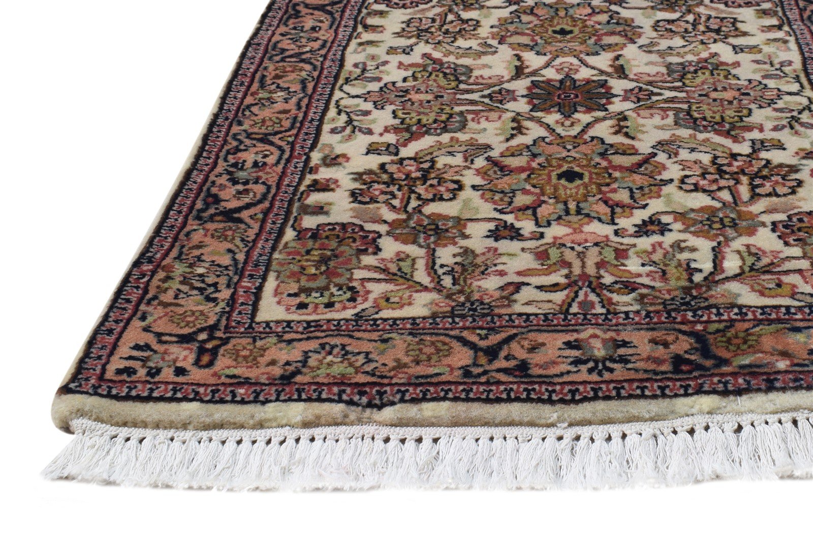 2' X 3' Rug Wool Cream Persian Hand Knotted Kashan Oriental Small Carpet 