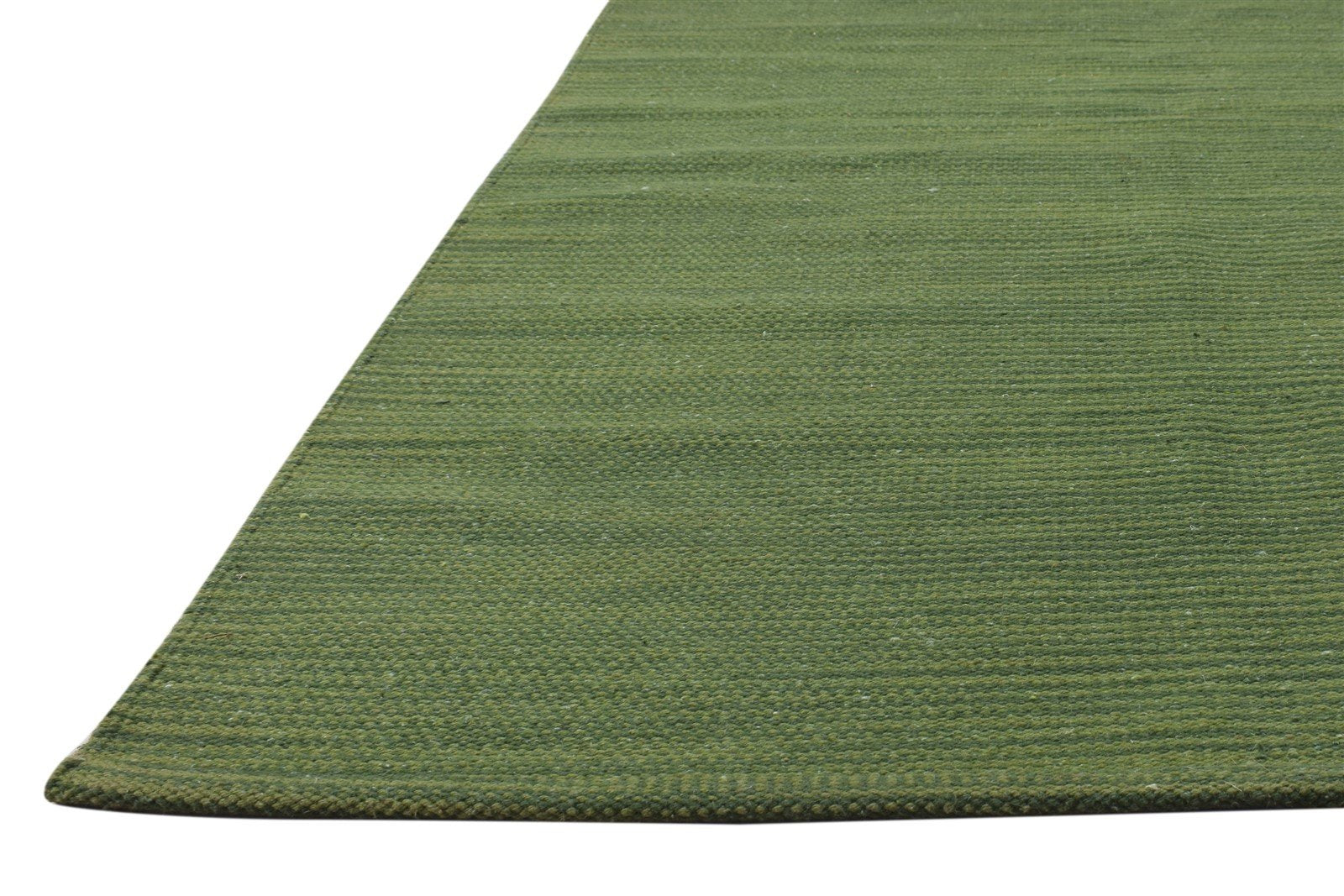 Green Wool Rug 3' X 5' Modern Dhurrie Scandinavian Solid Small Carpet 