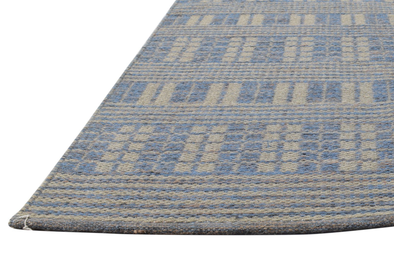 Dhurrie Brown Wool Rug 3' X 5' Modern Scandinavian Geometric Small Carpet 