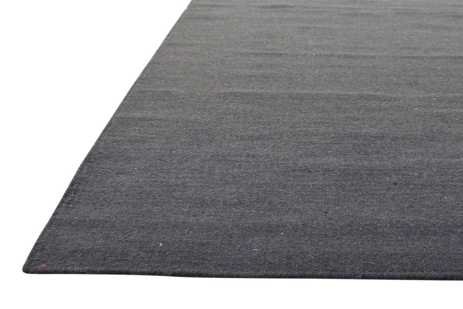 3' X 7' Rug Wool Charcoal Modern Dhurrie Scandinavian Solid Small Runner 