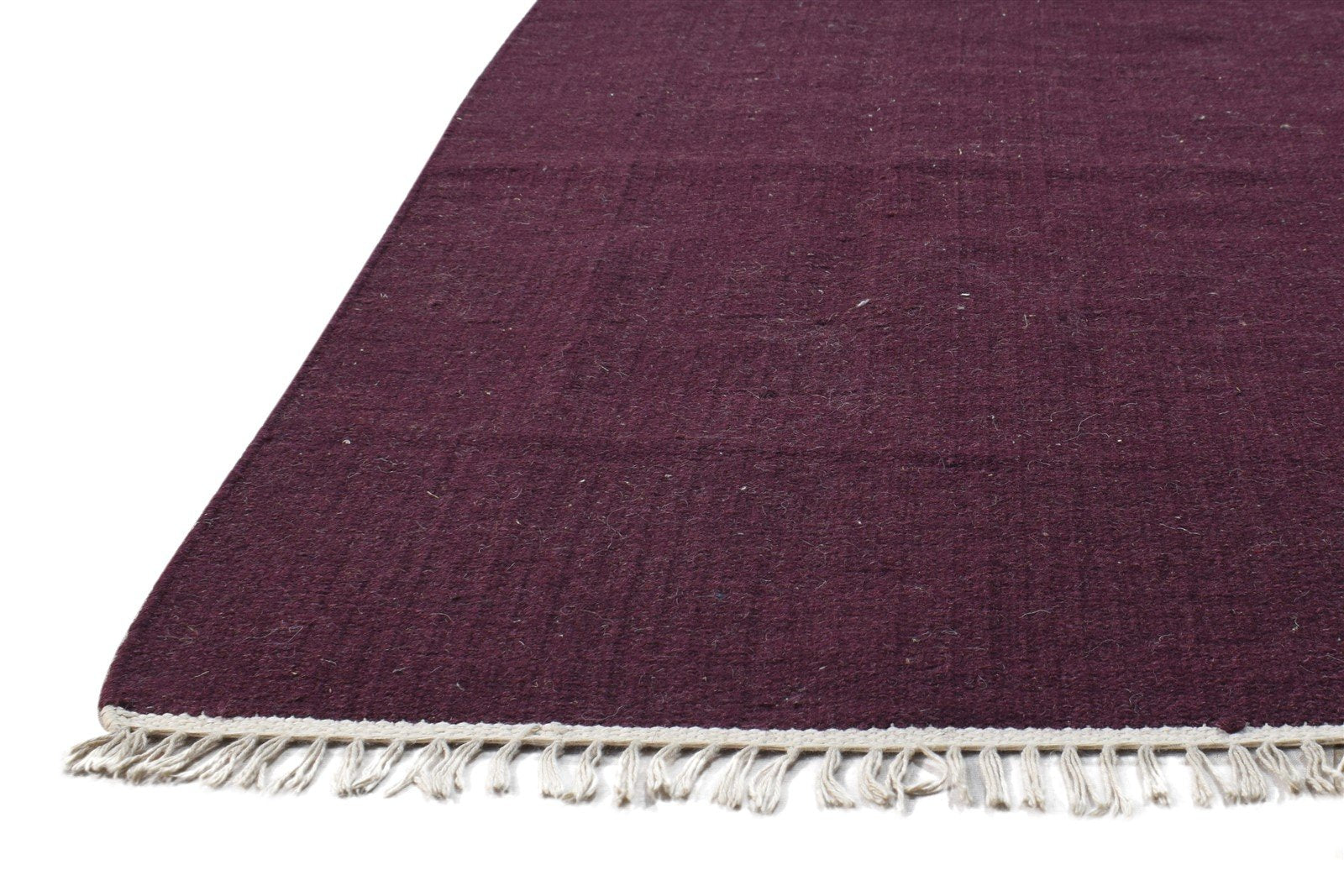 Wool Wine Rug 4' X 4' Modern Dhurrie Scandinavian Solid Room Size Carpet 