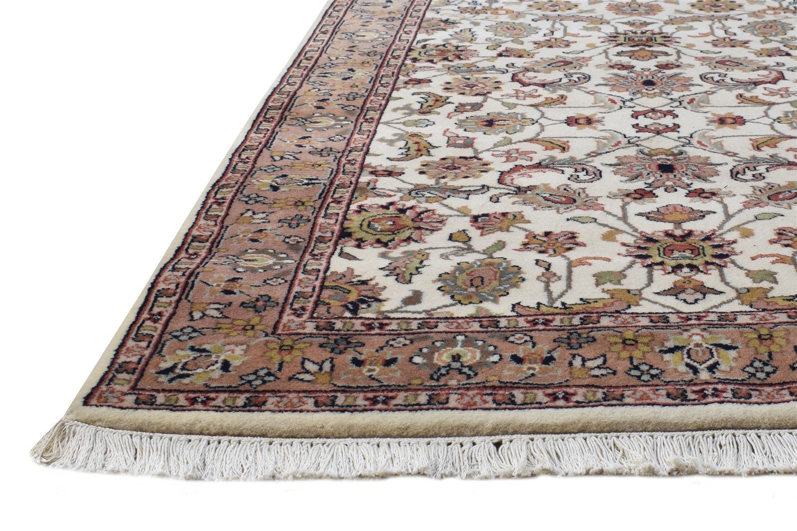 Cream Wool Rug 3' X 8' Persian Hand Knotted Kashan Oriental Small Runner 